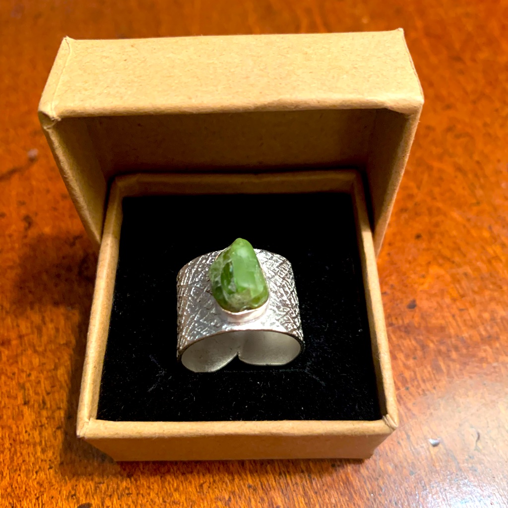 Handmade Raw Peridot Solid Silver Ring